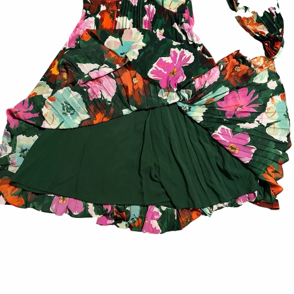 Maeve Anthropologie Pleated V-Neck Dress Floral Midi Long Sleeve 12 - Picture 7 of 10